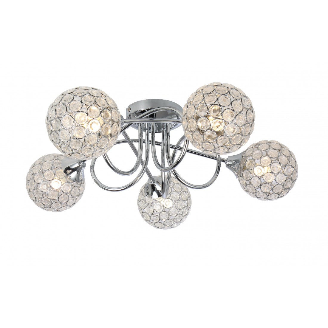 Modern Polished Chrome 5 Way Flush Ceiling Light Fitting